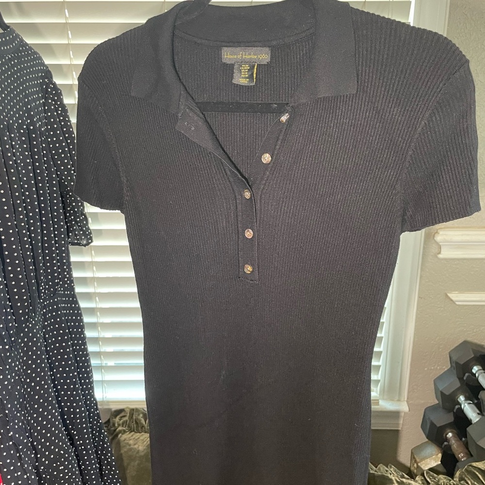 House of Harlow 1960 Black Ribbed Knit Top